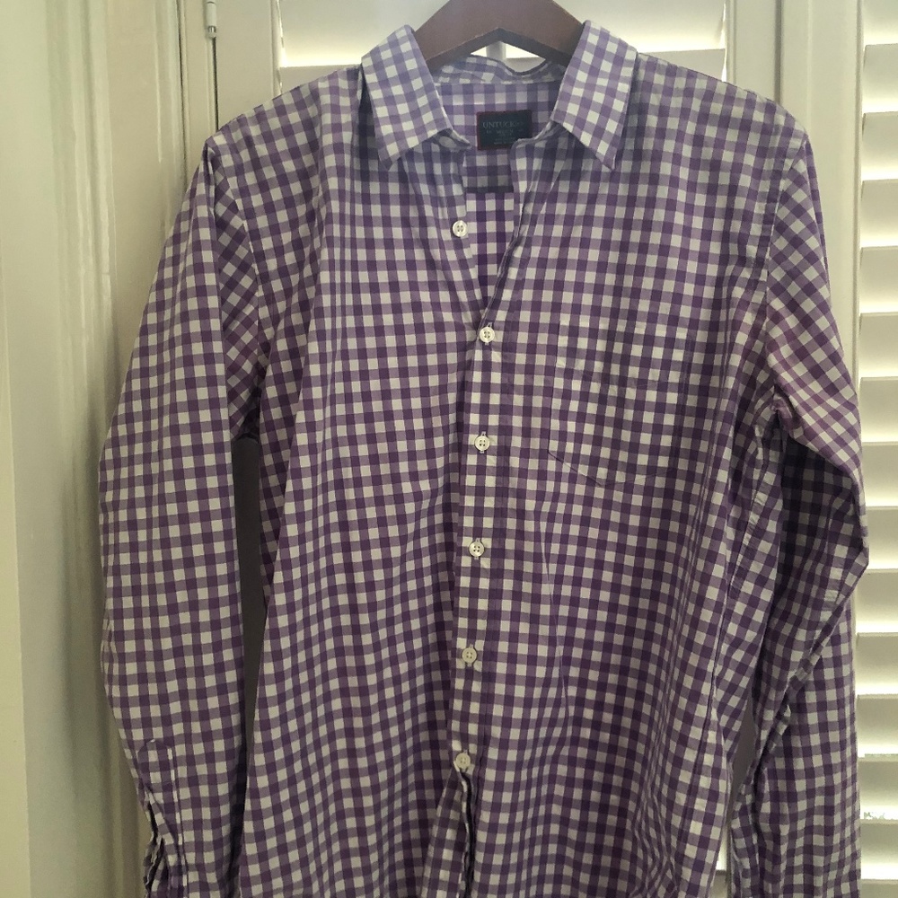 UNTUCKit Slim Fit buttondown shirt; purple gingham